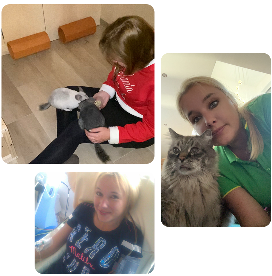 Judith Schroers hat ein großes Herz - für Mensch und Tier. Ihre erste gute Tat überhaupt war eine Stammzellenspende für die DKMS. Zuhause kuschelt sie gerne mit ihren Chinchillas Fred und Oskar sowie mit Kater Johnny, den sie mit 18 Jahren aus dem Tierheim Köln‑Zollstock zu sich geholt hat.